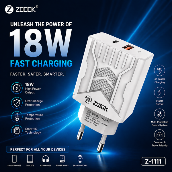 Powerup Zoook Z-1111 – 18W 4X Fast Charger