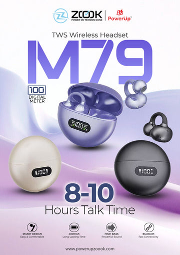 M79 Premium Wireless Ear-Clip Headphones with Digital Display